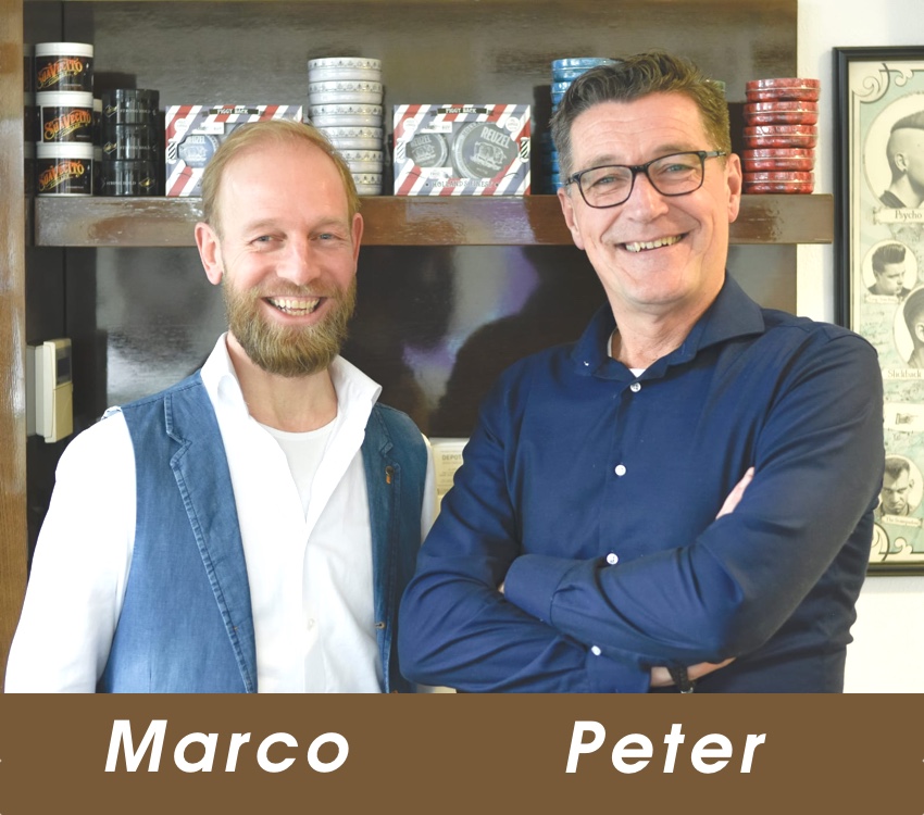 Marco en Peter van Herenkappers Rimmelzwaan in hun zaak